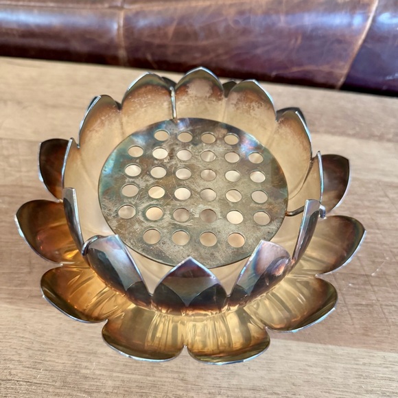 Vintage Reed & Barton silver-plated lotus flower frog Tarnished 3 Piece Set - Picture 12 of 12